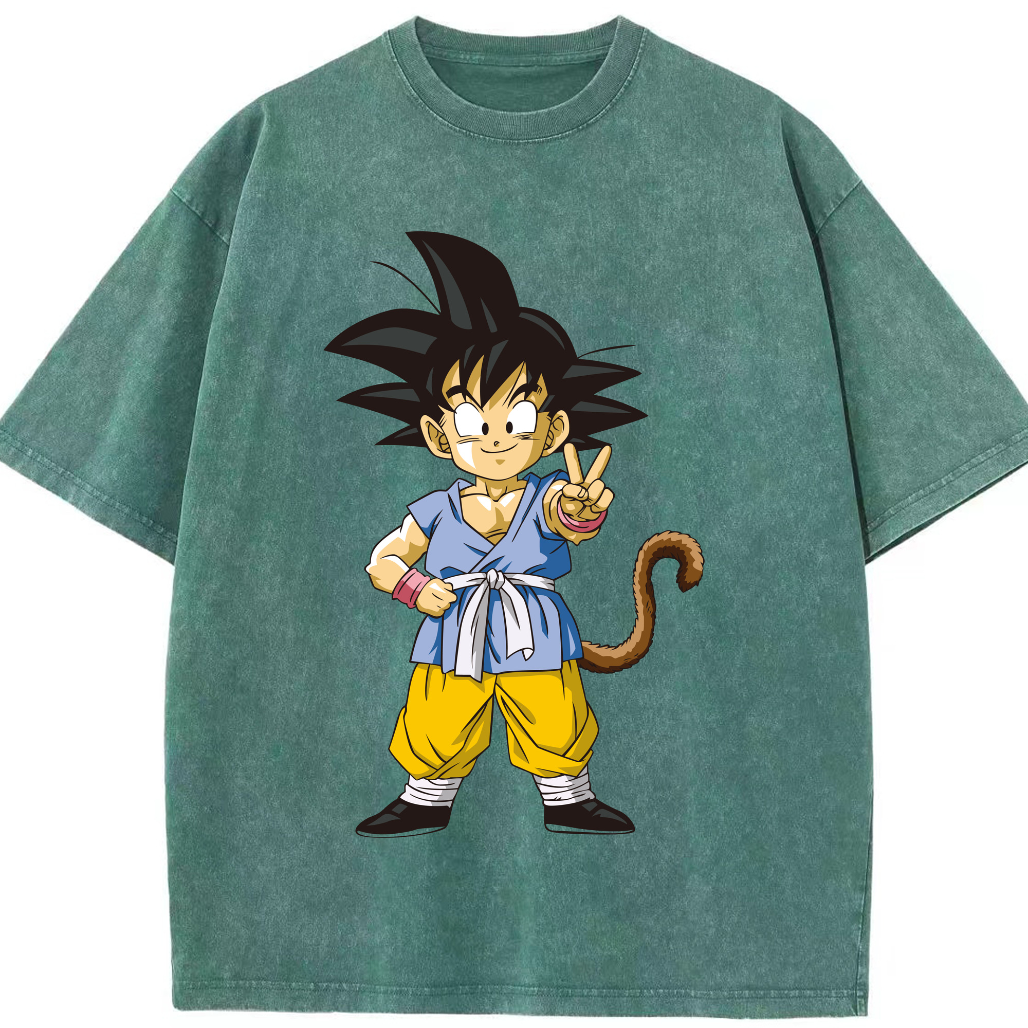 （画像用） ドラゴンボール 孫悟空（そん ごくう）Son Goku カカロット DRAGON BALL Kakarotto 綿100% ヴィンテージ風 半袖Tシャツ（フロントプリント）